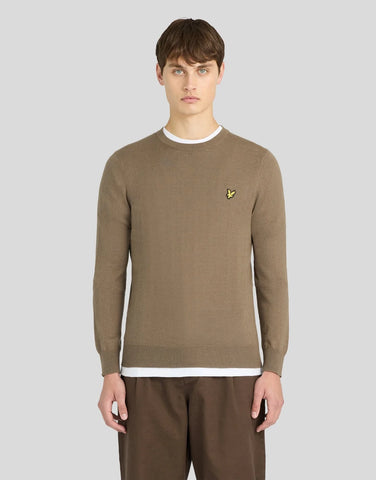 Lyle & Scott Cotton Merino Crew Neck Jumper – Khaki Ash