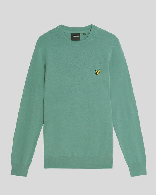Lyle & Scott Cotton Merino Crew Neck Jumper – Agave Green