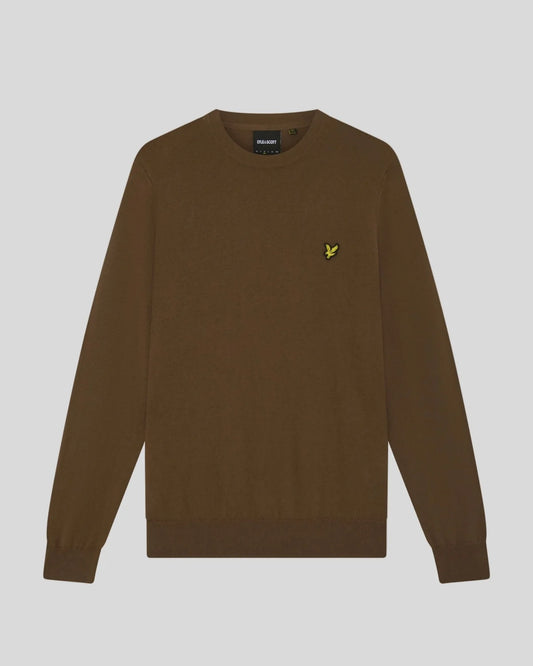 Lyle & Scott Cotton Merino Crew Neck Jumper – Sepia Brown