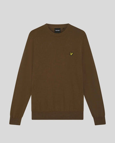 Lyle & Scott Cotton Merino Crew Neck Jumper – Sepia Brown