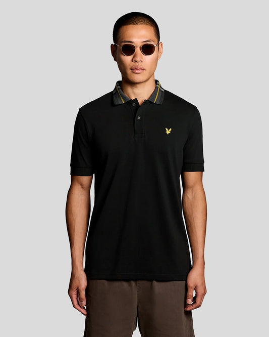 Lyle & Scott Tartan Collar Polo – Black