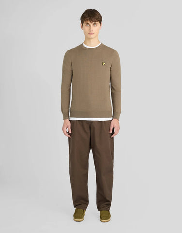 Lyle & Scott Cotton Merino Crew Neck Jumper – Khaki Ash