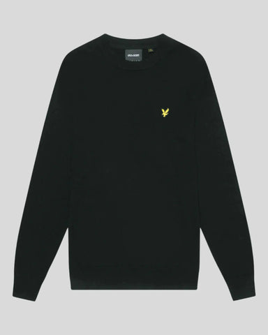 Lyle & Scott Cotton Merino Crew Neck Jumper – Black