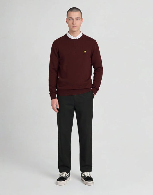 Lyle & Scott Knitted Crew Neck Jumper – Claret Jug