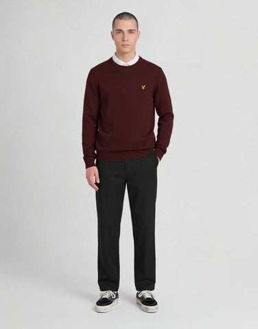 Lyle & Scott Knitted Crew Neck Jumper – Claret Jug