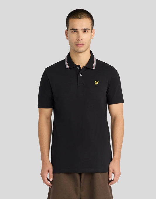 Lyle & Scott Tipped Track Polo – Black