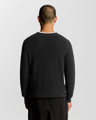 Lyle & Scott Engineered Rib Crew Neck Jumper – Black Ice