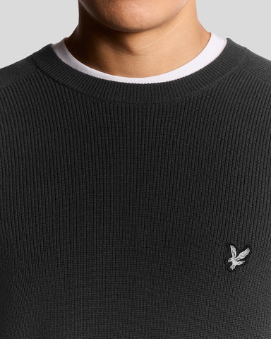 Lyle & Scott Engineered Rib Crew Neck Jumper – Black Ice