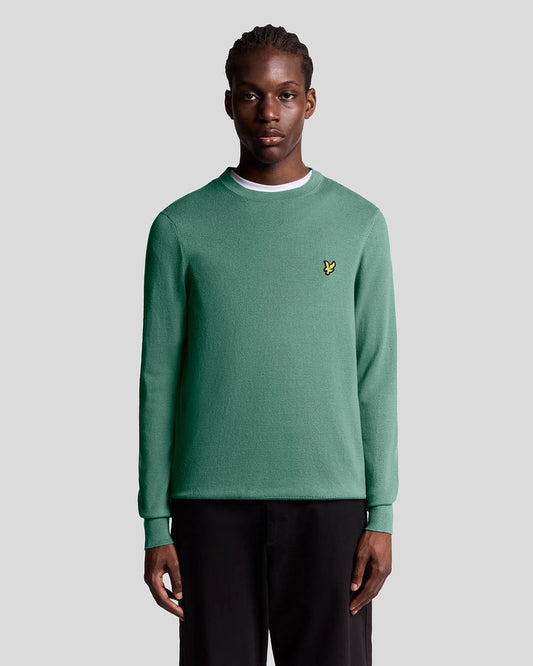 Lyle & Scott Cotton Merino Crew Neck Jumper – Agave Green