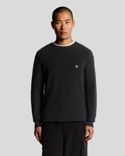 Lyle & Scott Engineered Rib Crew Neck Jumper – Black Ice