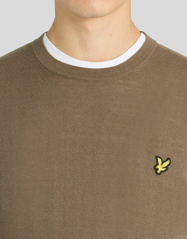 Lyle & Scott Cotton Merino Crew Neck Jumper – Khaki Ash