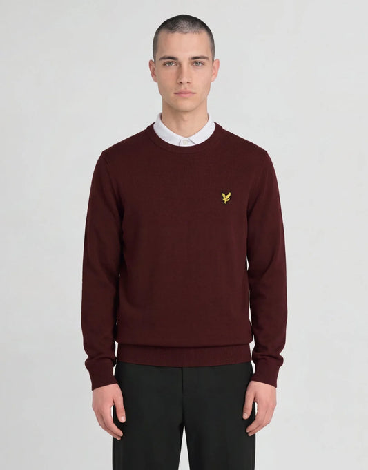 Lyle & Scott Knitted Crew Neck Jumper – Claret Jug
