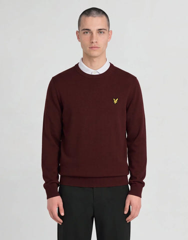 Lyle & Scott Knitted Crew Neck Jumper – Claret Jug