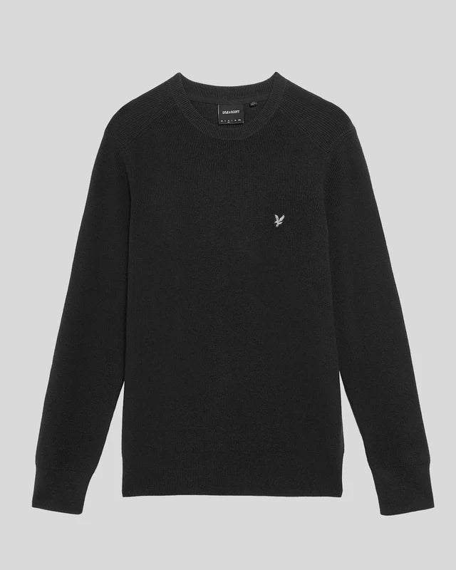 Lyle & Scott Engineered Rib Crew Neck Jumper – Black Ice