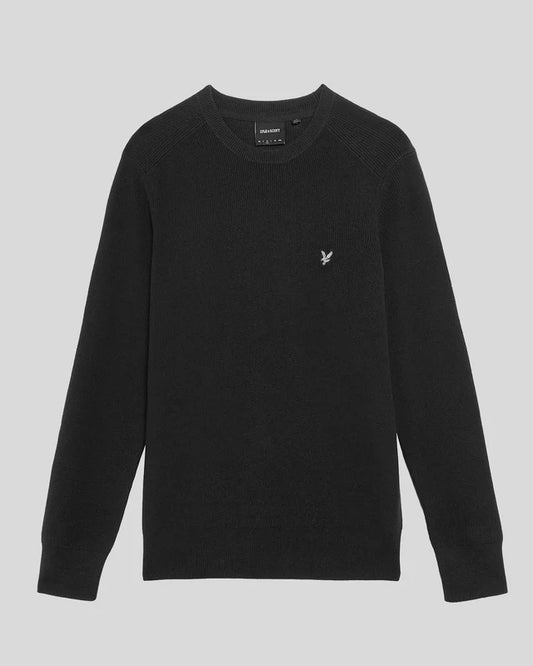 Lyle & Scott Engineered Rib Crew Neck Jumper – Black Ice