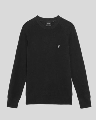Lyle & Scott Engineered Rib Crew Neck Jumper – Black Ice