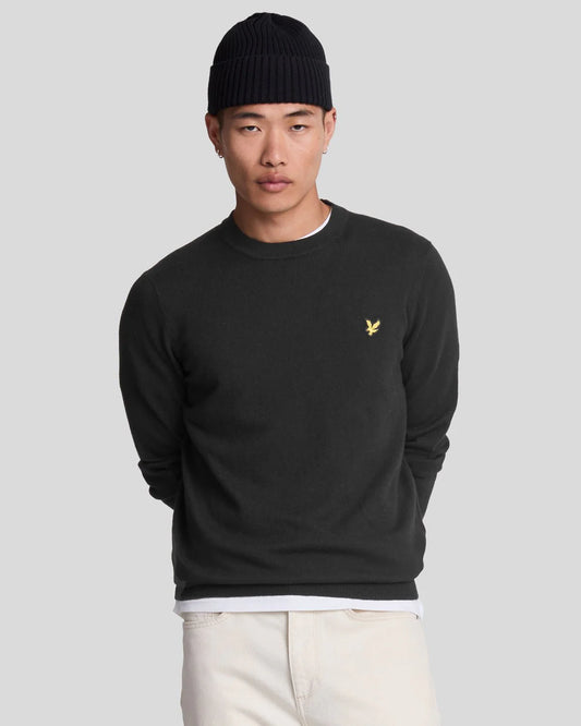 Lyle & Scott Cotton Merino Crew Neck Jumper – Black