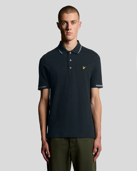 Lyle & Scott Birdseye Half Tipped Polo Shirt – Dark Navy