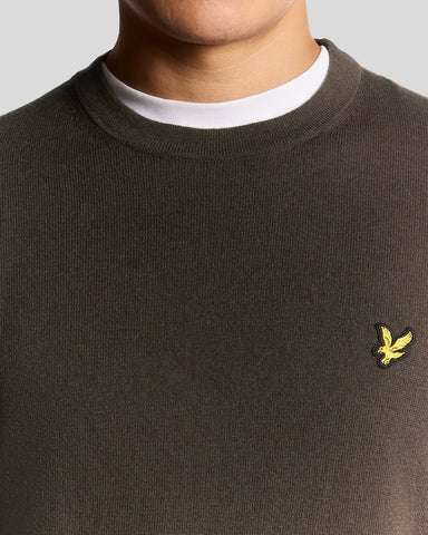 Lyle & Scott Cotton Merino Crew Neck Jumper – Espresso