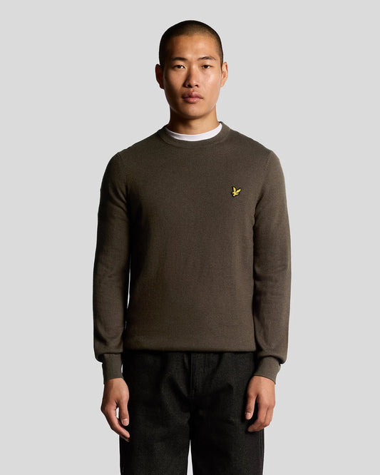 Lyle & Scott Cotton Merino Crew Neck Jumper – Espresso