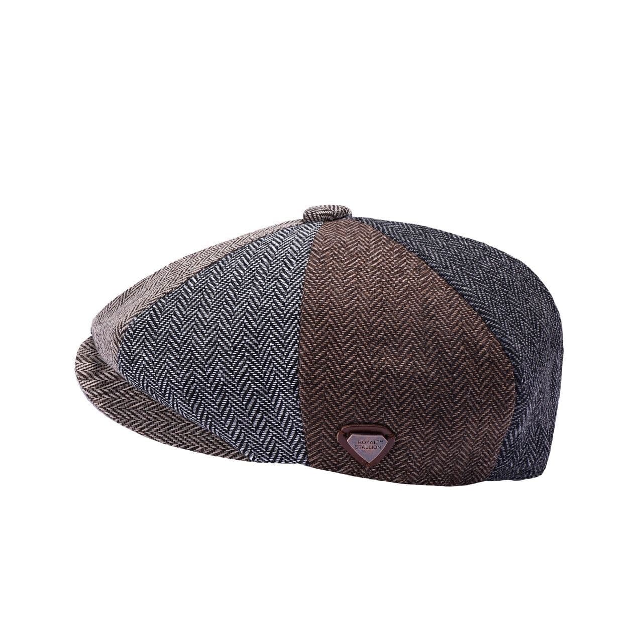 Herringbone patterned cap on a white background