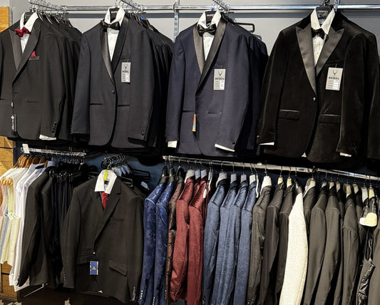 Collection of suits in a shop