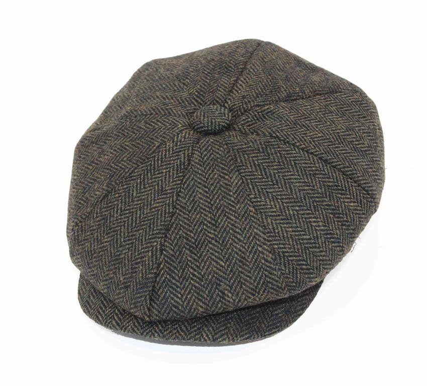 Herringbone patterned cap on a white background
