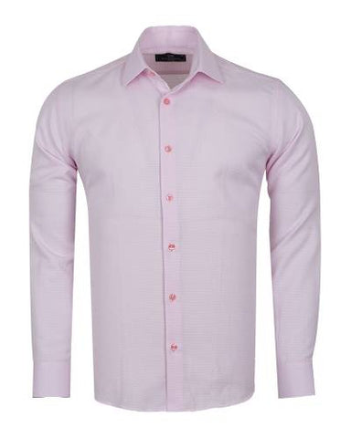 Makrom Textured French Cuffed Pink Shirt