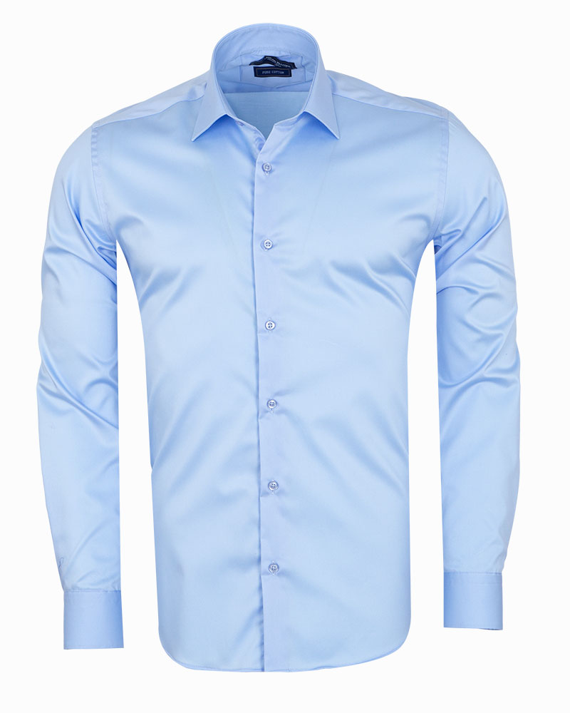 Makrom Textured French Cuffed Sky Shirt