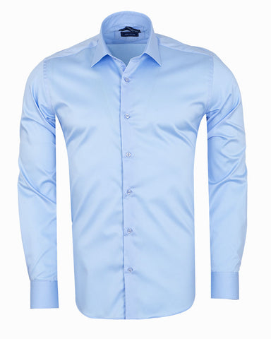 Makrom Textured French Cuffed Sky Shirt