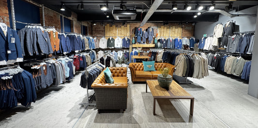 Collection of suits in a shop